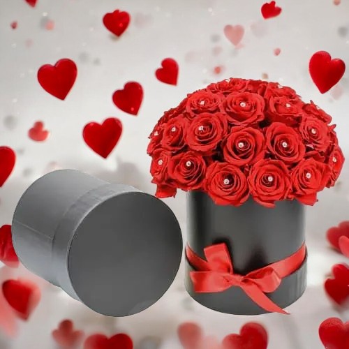 Luxurious Red Rose Round Box (FGB520)