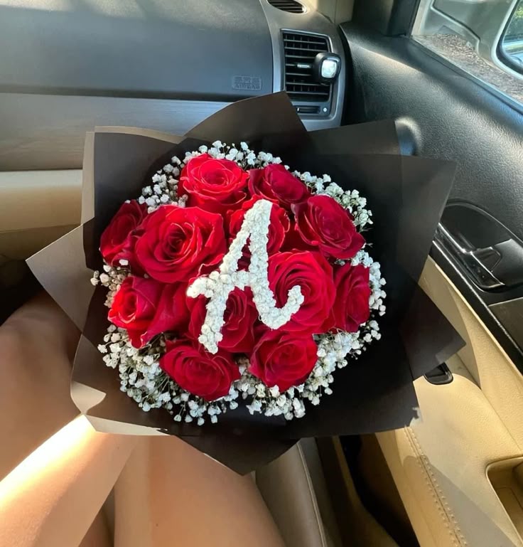 Romantic Red Roses Bouquet with Custom Letter"